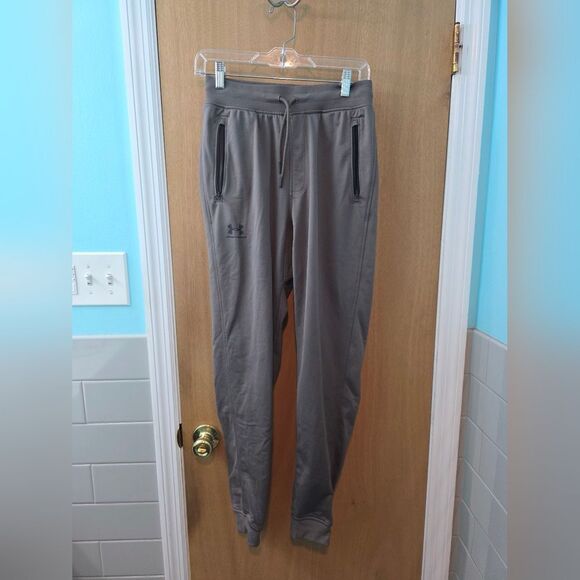 Under Armour Gray Sweatpants with Tapered Leg and Elastic Cuffs Mens S - Picture 1 of 3